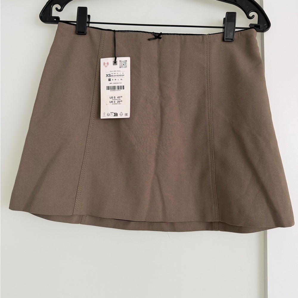 Zara Women's Taupe A-Line Mini Skirt